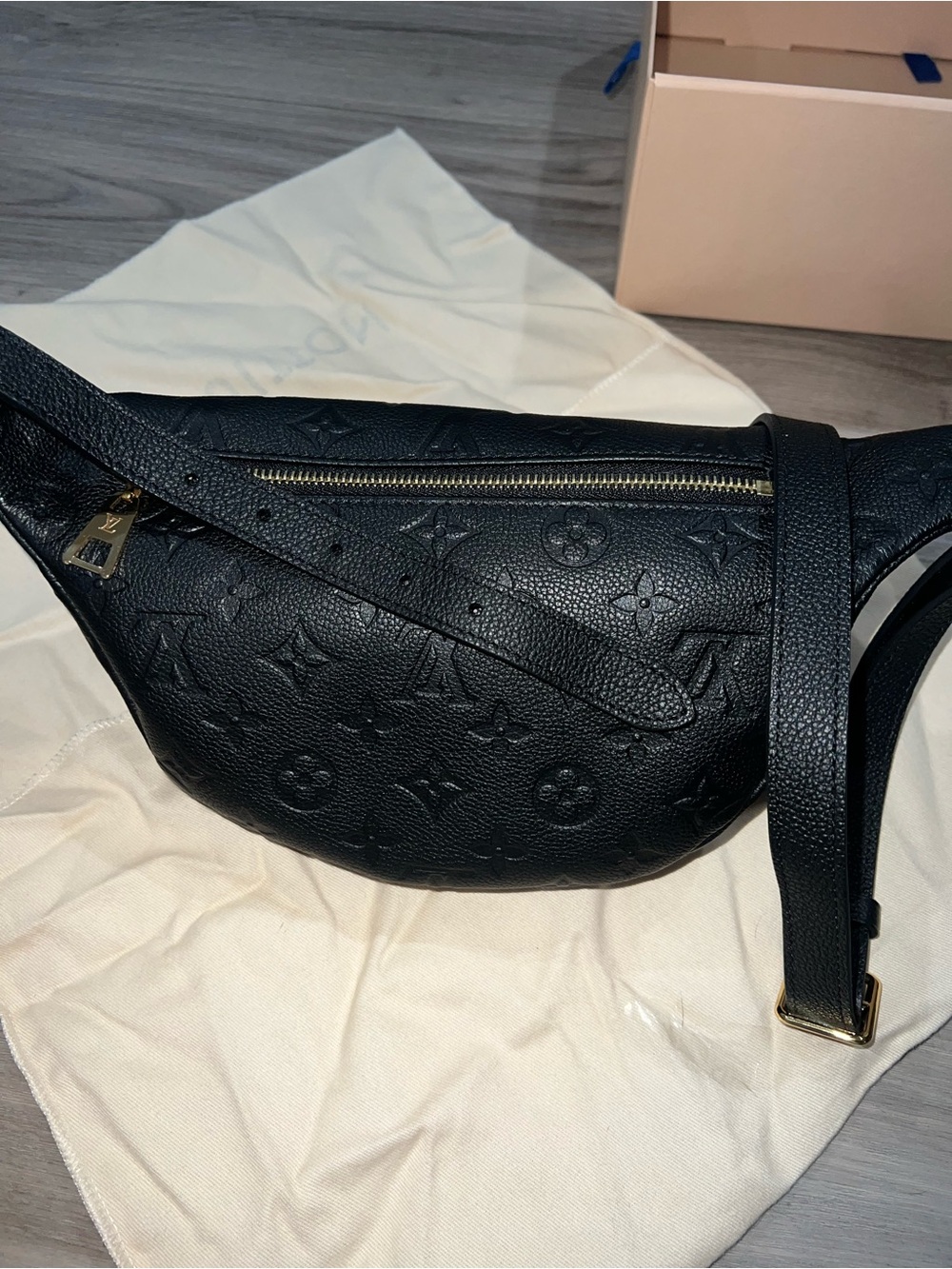 Louis Vuitton Black Embossed Monogram Crossbody Belt Bag - Picture 6 of 11